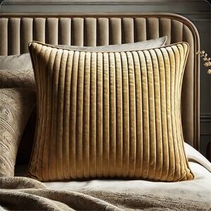 New Restoration Hardware Tate Quilted Velvet  Channel Euro Size Sham Wheat Gold